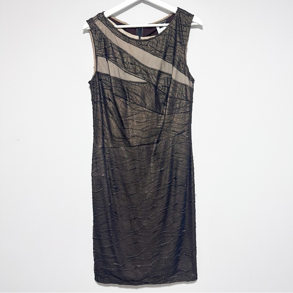 Tadashi Shoji Black and Gold Asymmetrical Dress